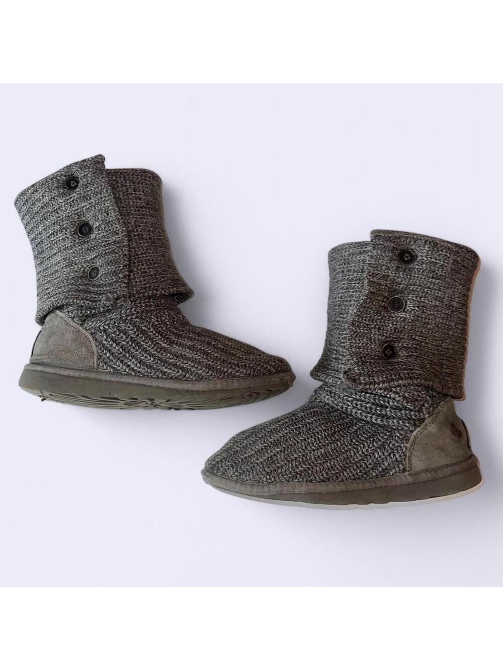 y2k UGG australia classic cardy grey knit 3 button fold down boots